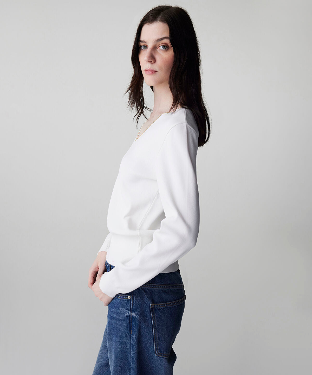 Zoomed Knit Top with Rhinstone Embellishments