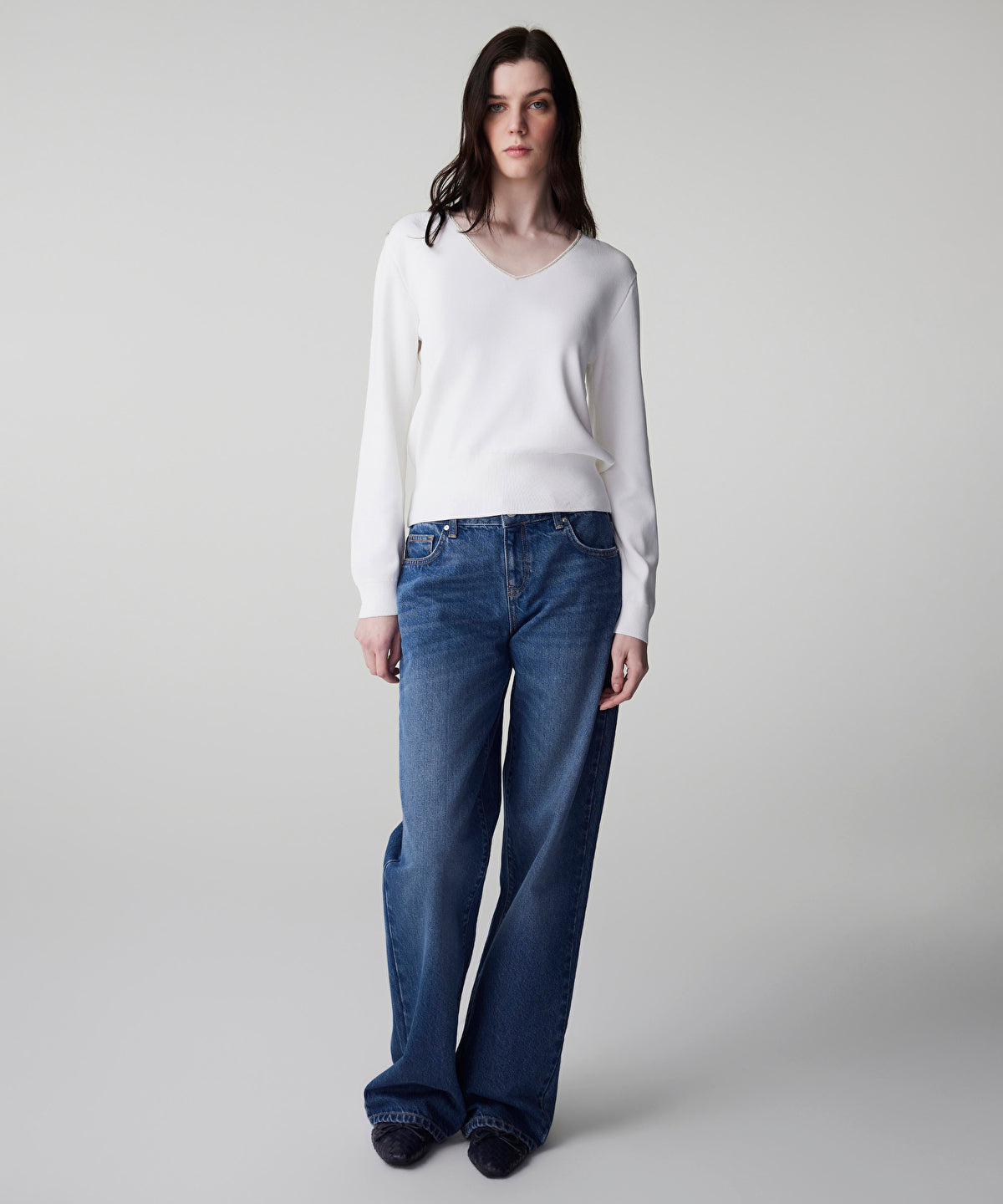 Zoomed Knit Top with Rhinstone Embellishments