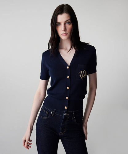 Monogram Embroidered Knit Top