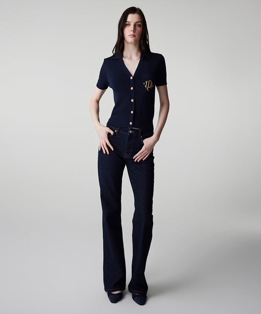 Monogram Embroidered Knit Top