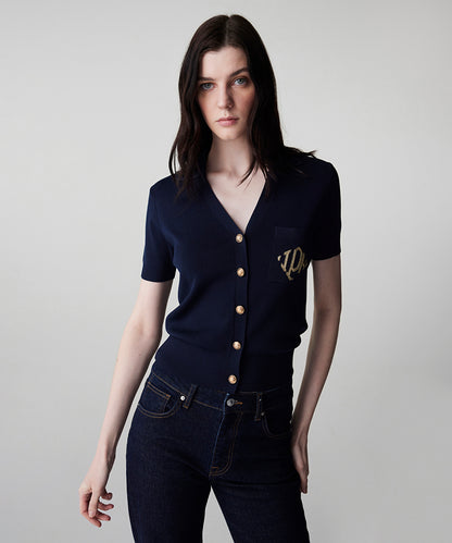 Monogram Embroidered Knit Top