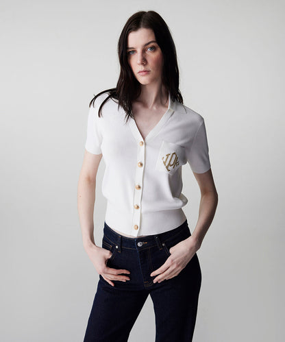 Monogram Embroidered Knit Top
