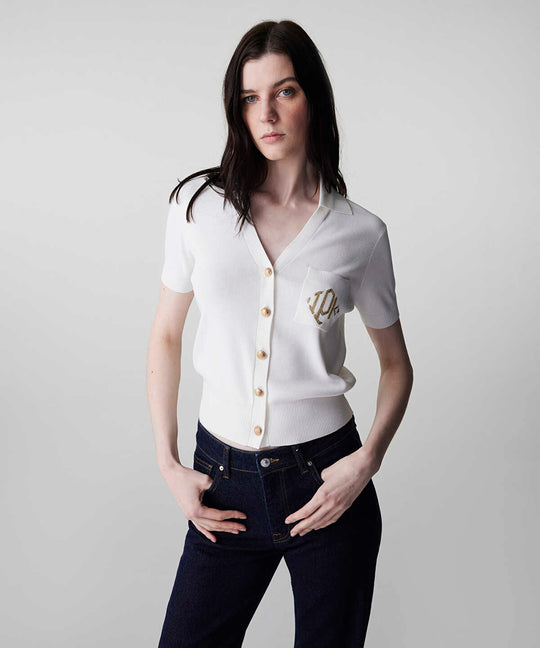 Monogram Embroidered Knit Top