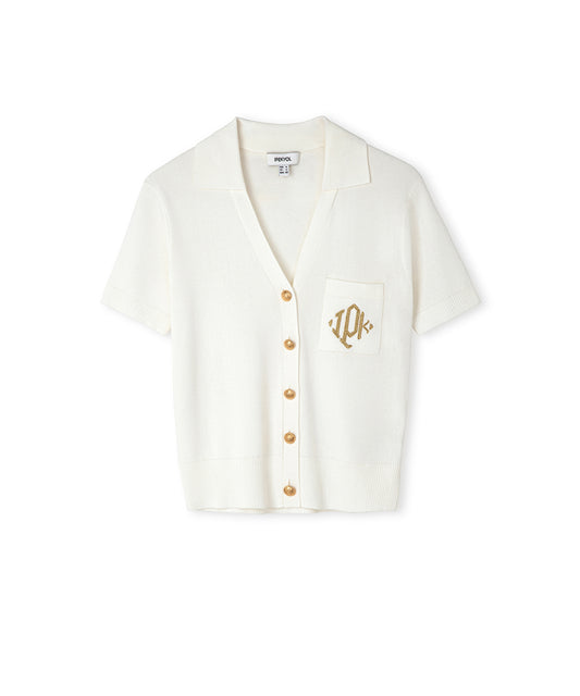 Monogram Embroidered Knit Top