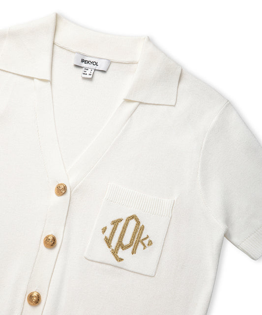 Monogram Embroidered Knit Top