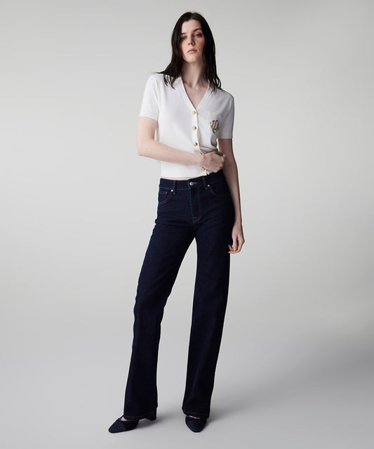 Monogram Embroidered Knit Top