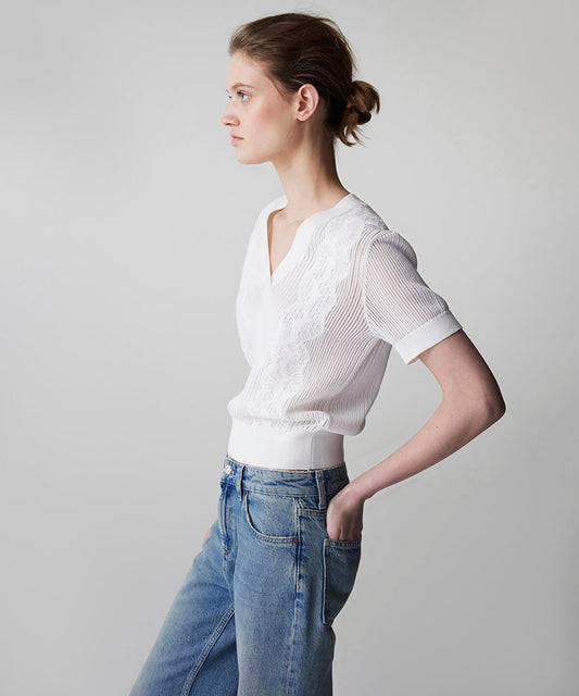 Emboridered Knit Top