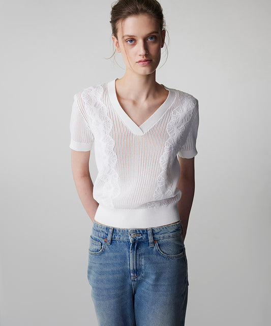 Emboridered Knit Top