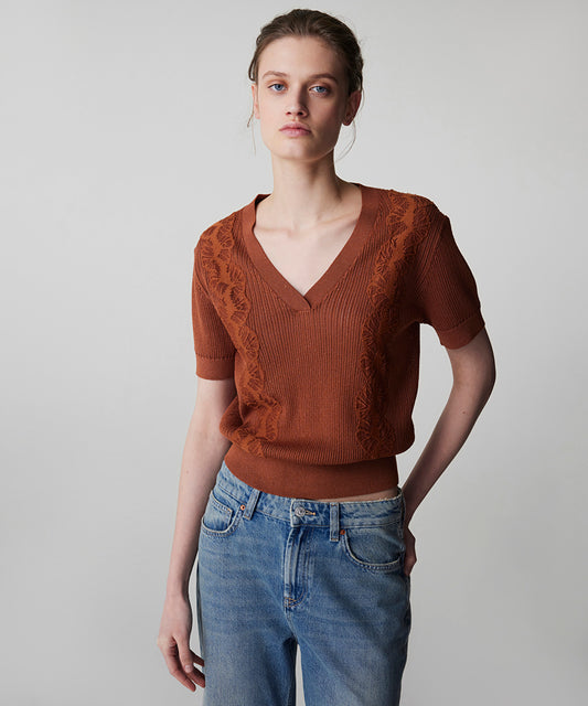 Emboridered Knit Top