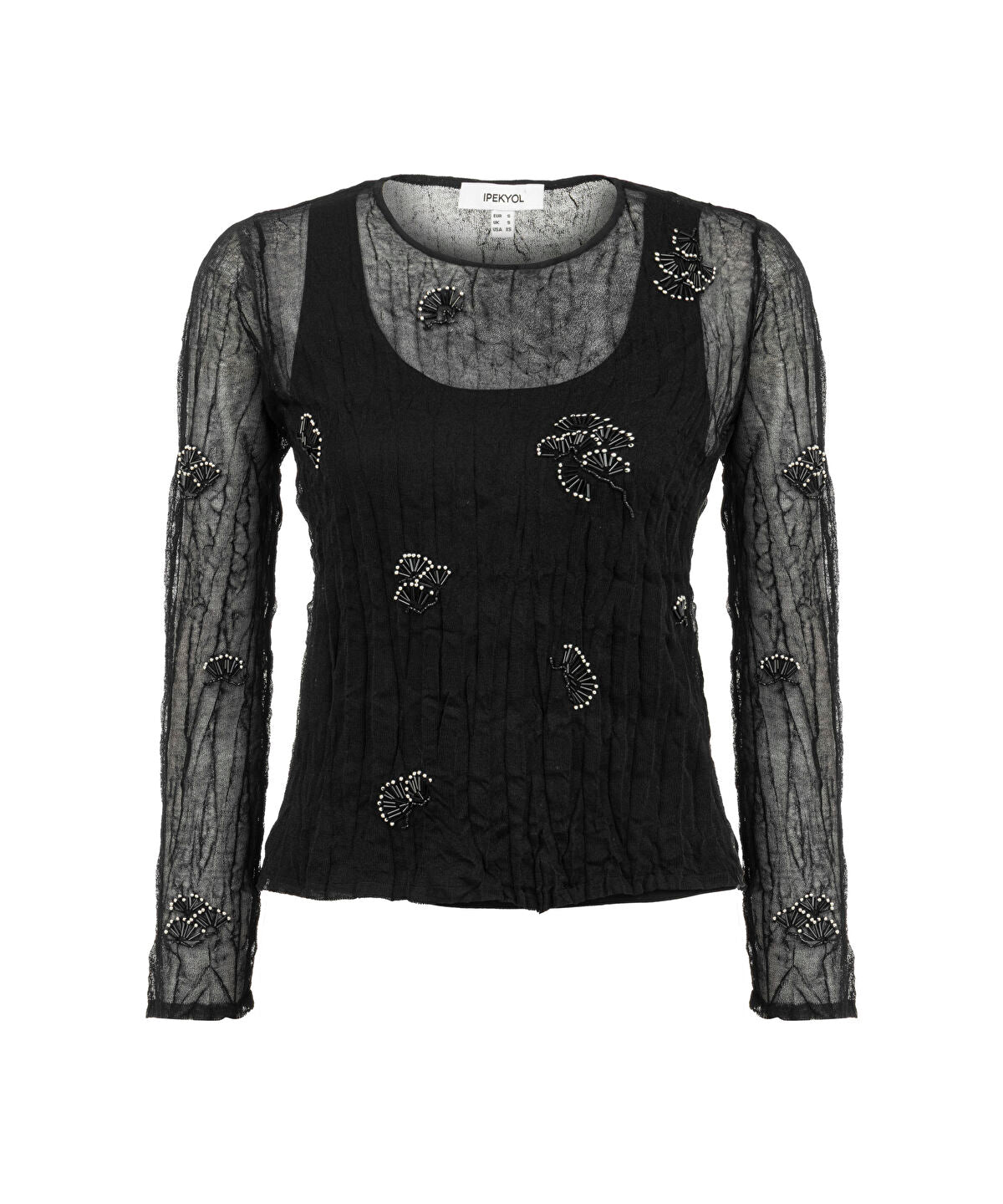 Zoomed Embroidered Sheer Knit Top