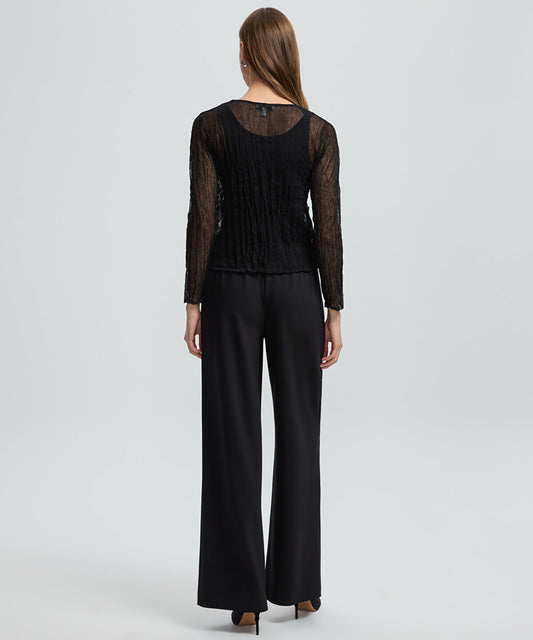 Embroidered Sheer Knit Top