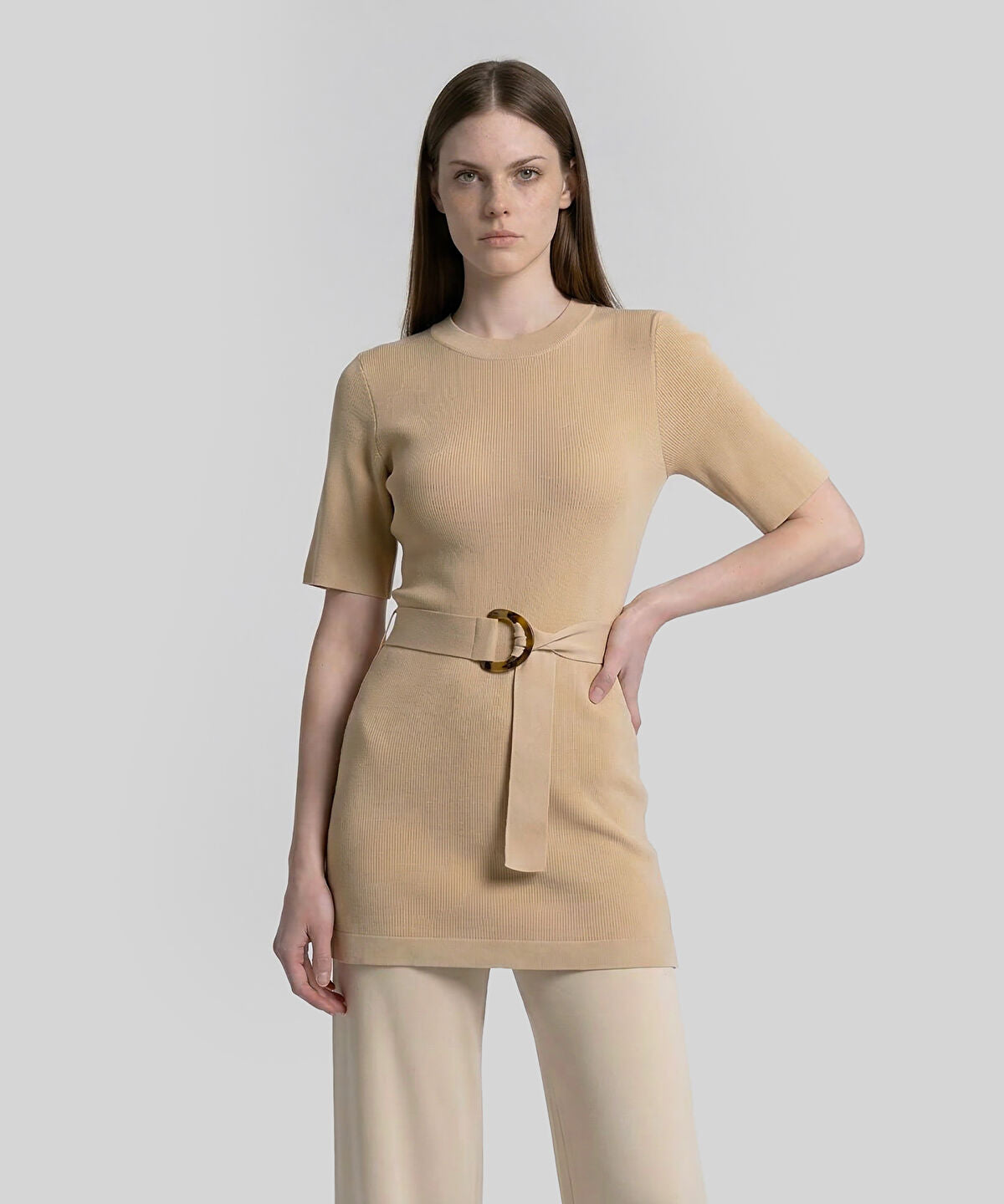 Zoomed Belted Knit Top