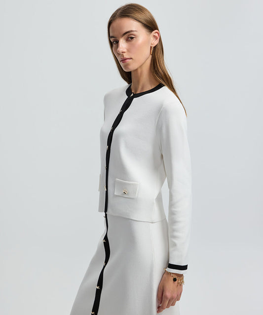 Contrast Trim Knit Cardigan