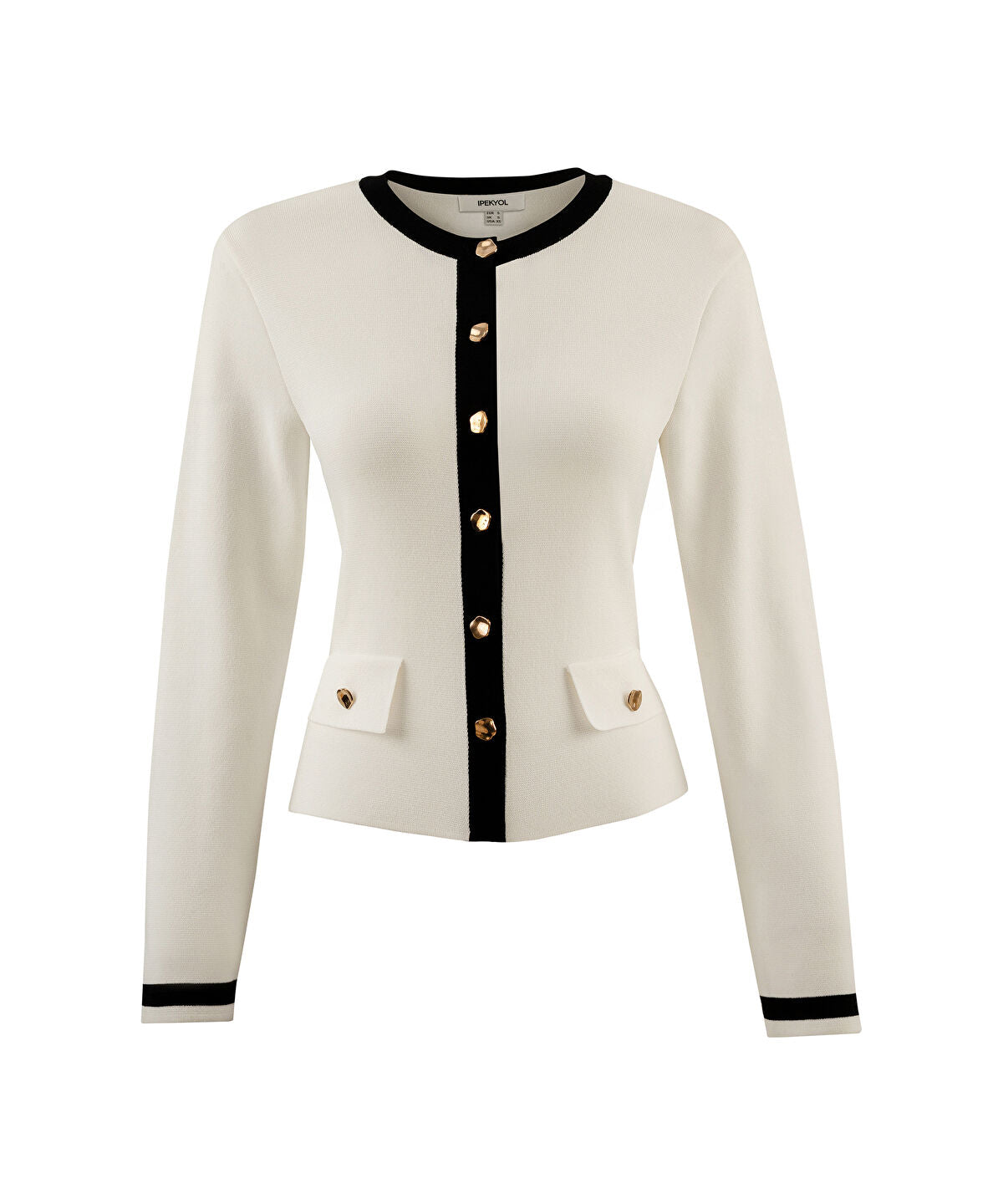 Zoomed Contrast Trim Knit Cardigan