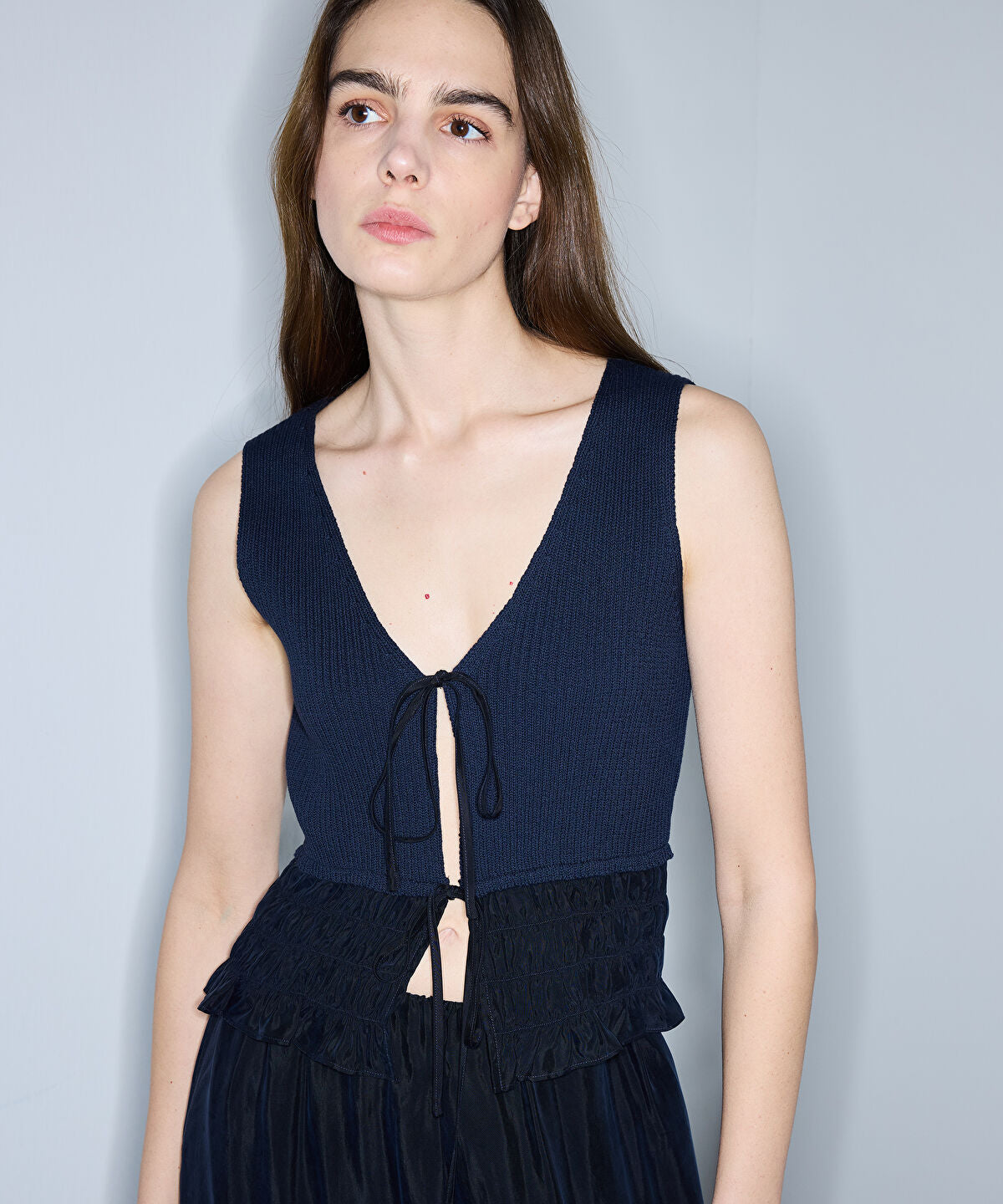 Zoomed Mixed Knit Top