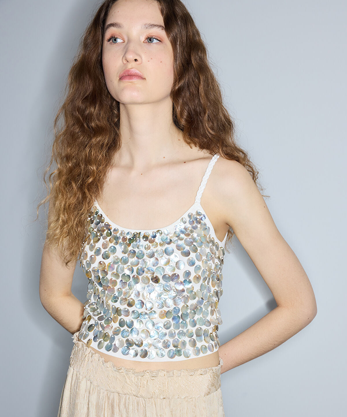 Zoomed Embellished Cropped Top