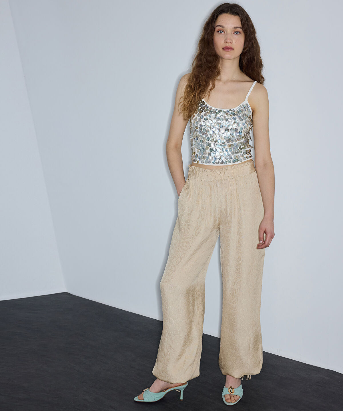 Zoomed Embellished Cropped Top