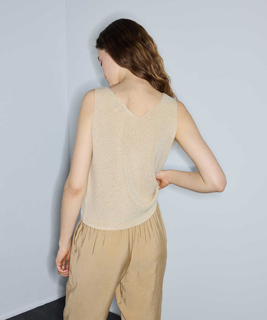 Lurex Knit Top with Rhinestones