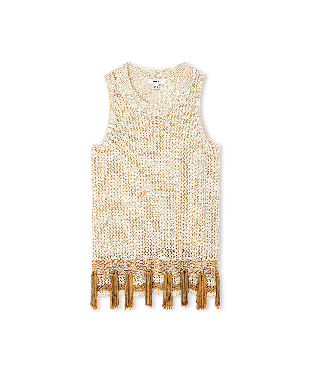 Zoomed Openwork Knit Top with Fringes  