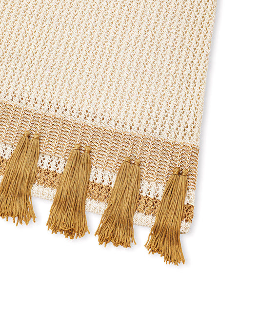 Openwork Knit Top with Fringes  