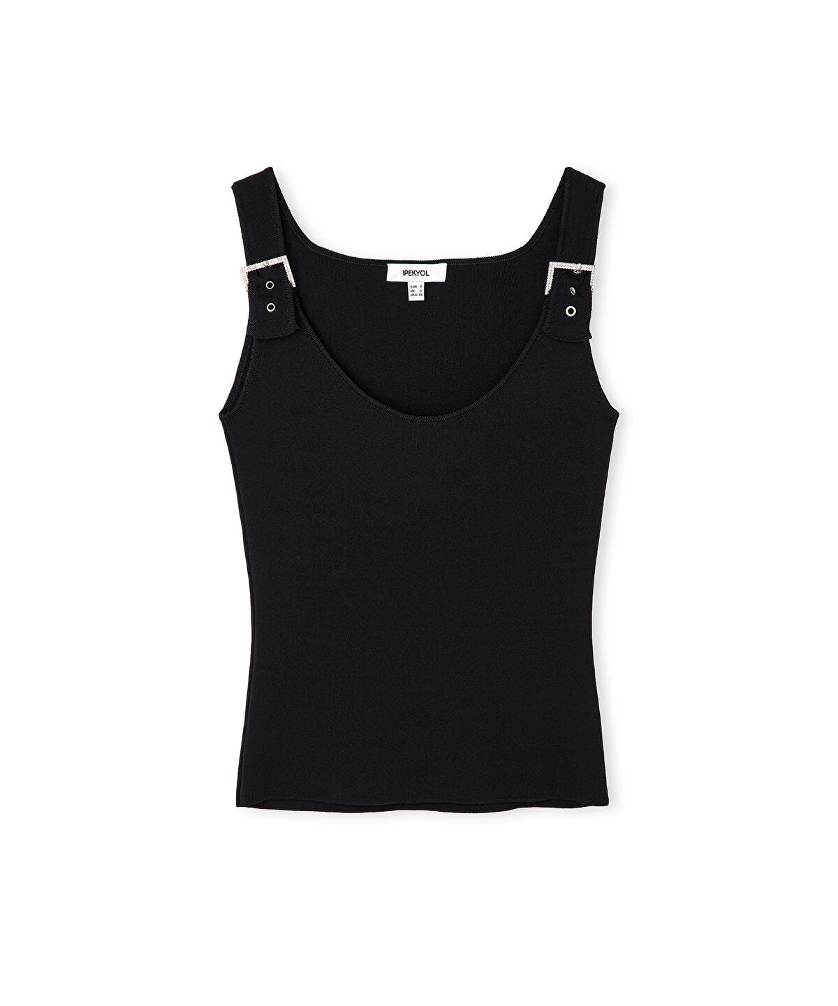 Knit Top with Rhinestone Buckles