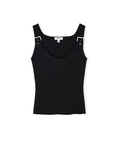 Knit Top with Rhinestone Buckles