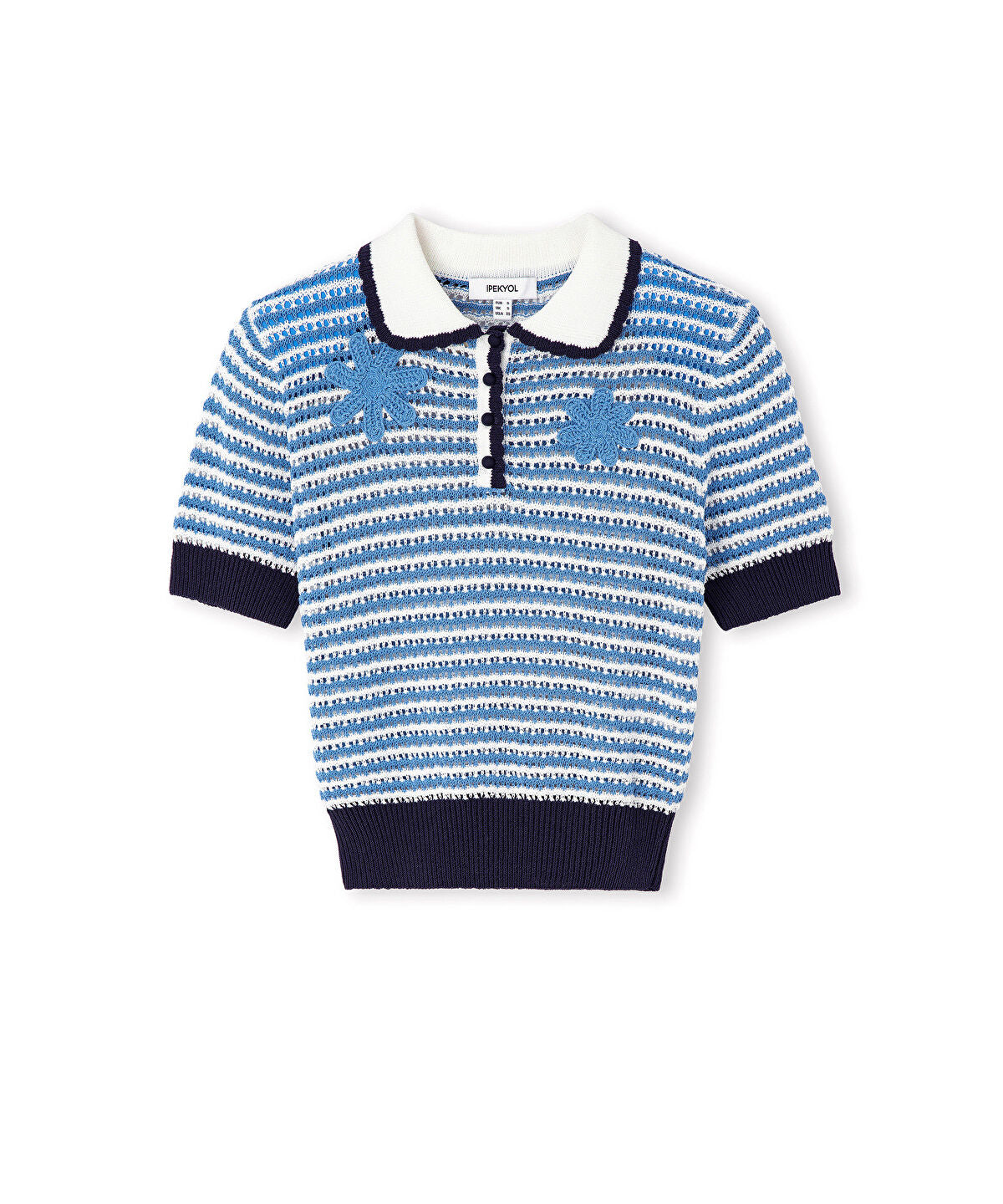 Openwork Knit Top with Crochet Applique