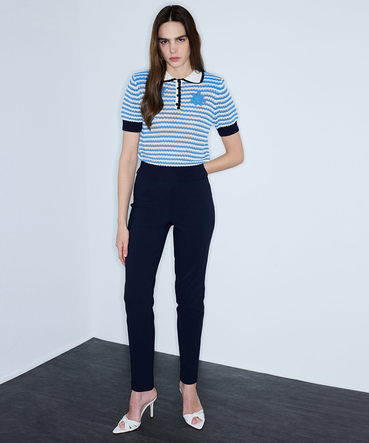 Openwork Knit Top with Crochet Applique