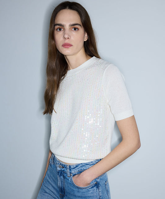 Sequinned Knit Top