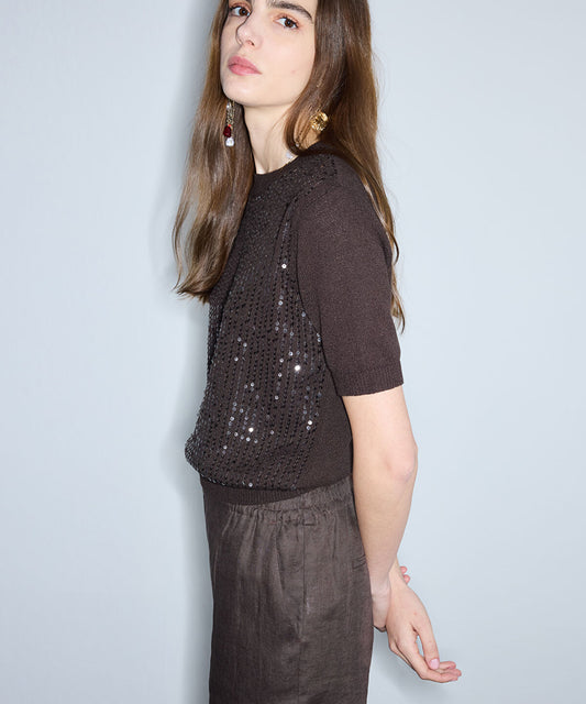 Sequinned Knit Top