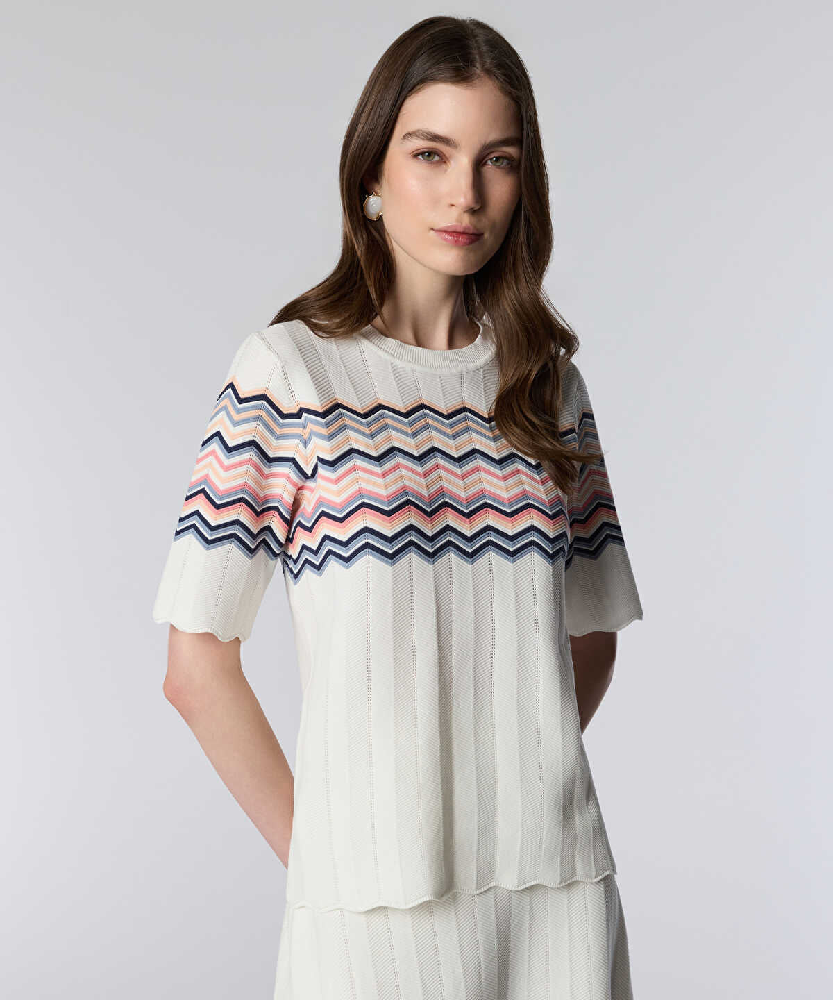 Color-Block Jacquard Knit Top