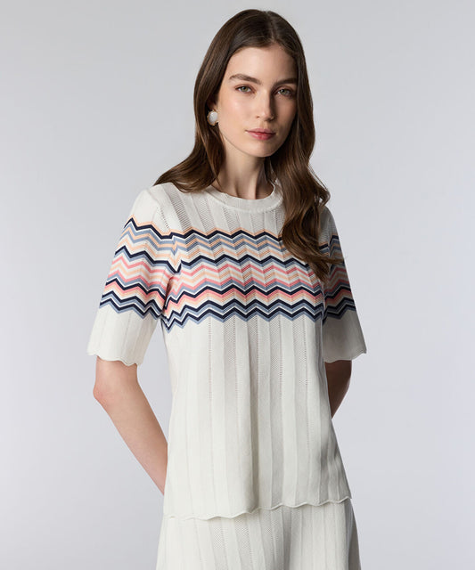 Color-Block Jacquard Knit Top