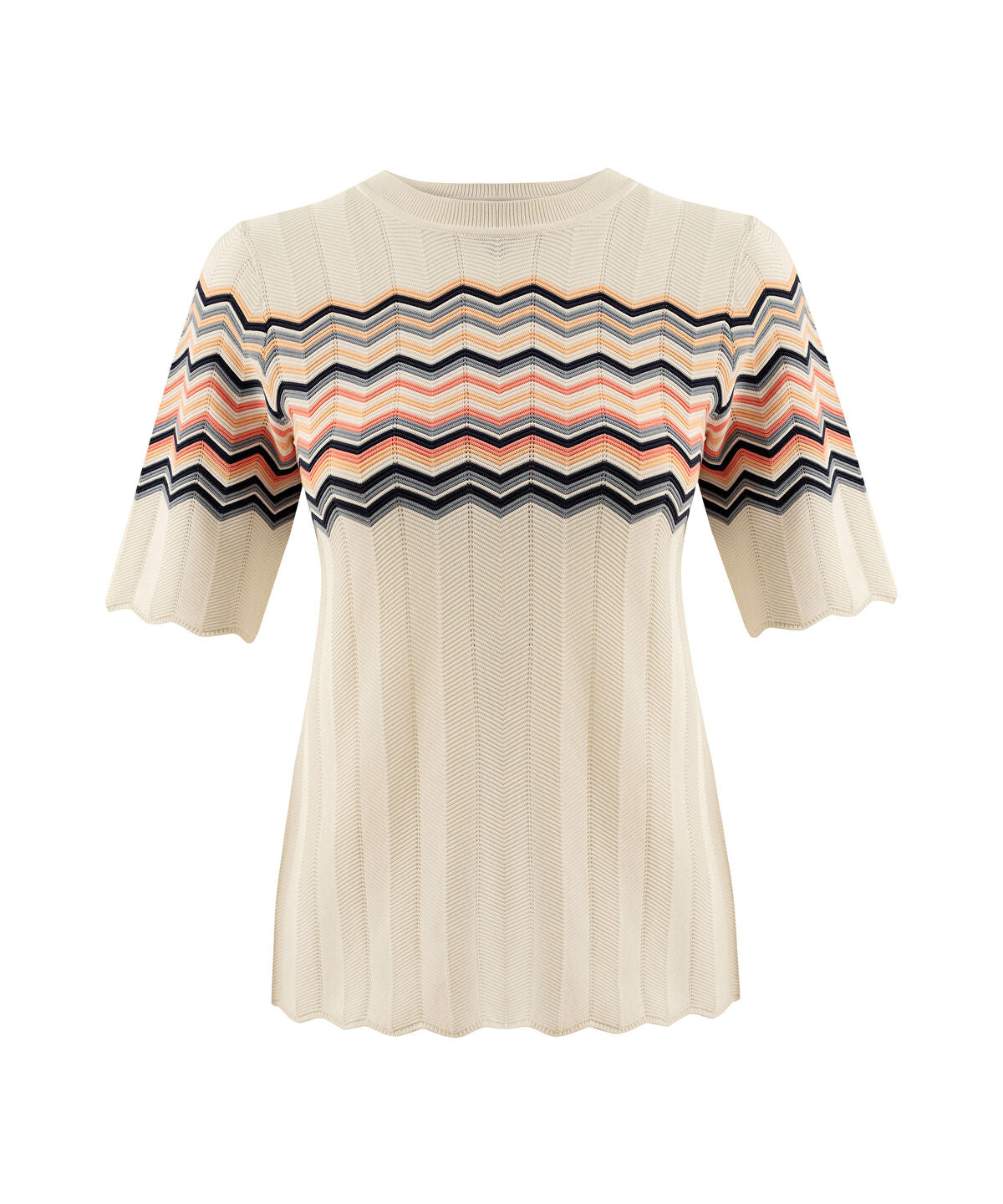 Zoomed Color-Block Jacquard Knit Top
