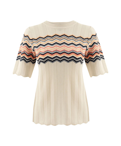 Color-Block Jacquard Knit Top