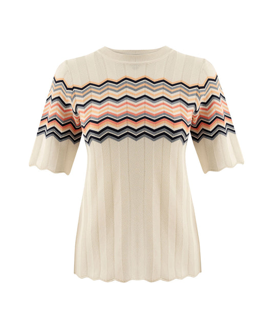 Color-Block Jacquard Knit Top