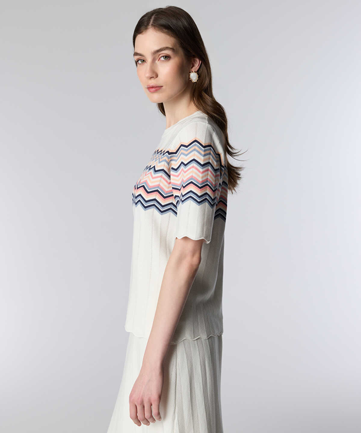 Color-Block Jacquard Knit Top