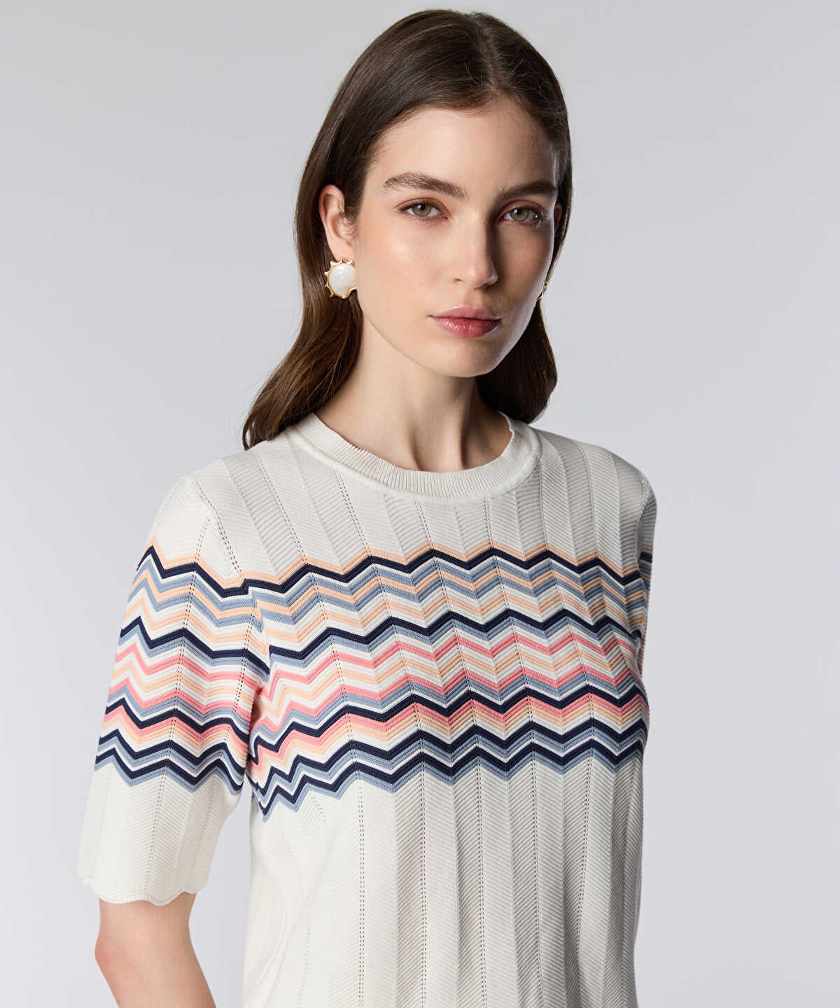 Color-Block Jacquard Knit Top