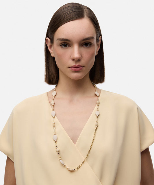 Mixed-Bead Stainless Steel Necklace