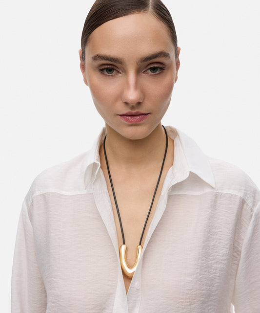 Metal-Pendant Cord Necklace