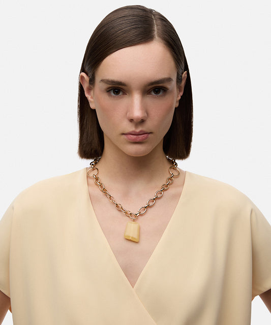 Chain Necklace with Resin Pendant