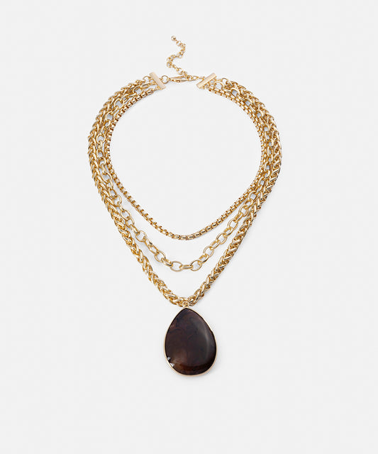 Resin Bead Layered Chain Necklace