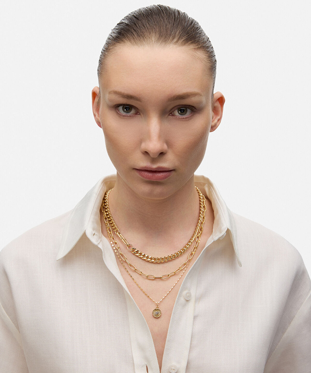 Zoomed Rhinestone Chain Necklace Set