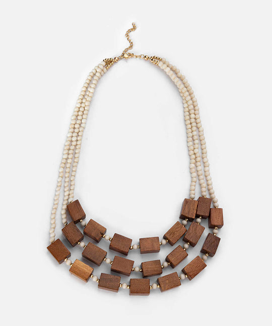 Mixed Wood and Bead Necklace