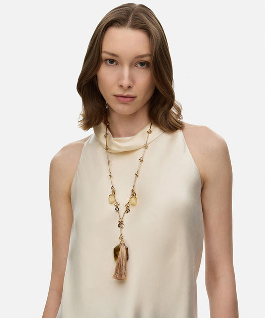 Mixed Stone Tassel Necklace