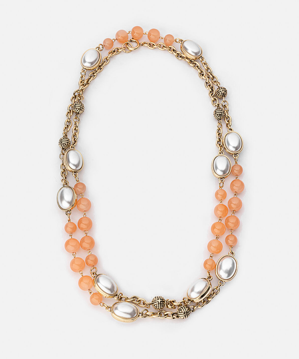 Zoomed Faux Pearl Long Chain Necklace