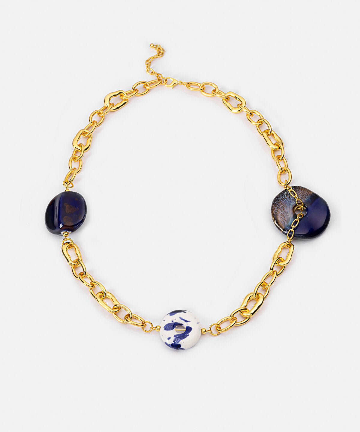 Zoomed Mixed Stone Chain Necklace