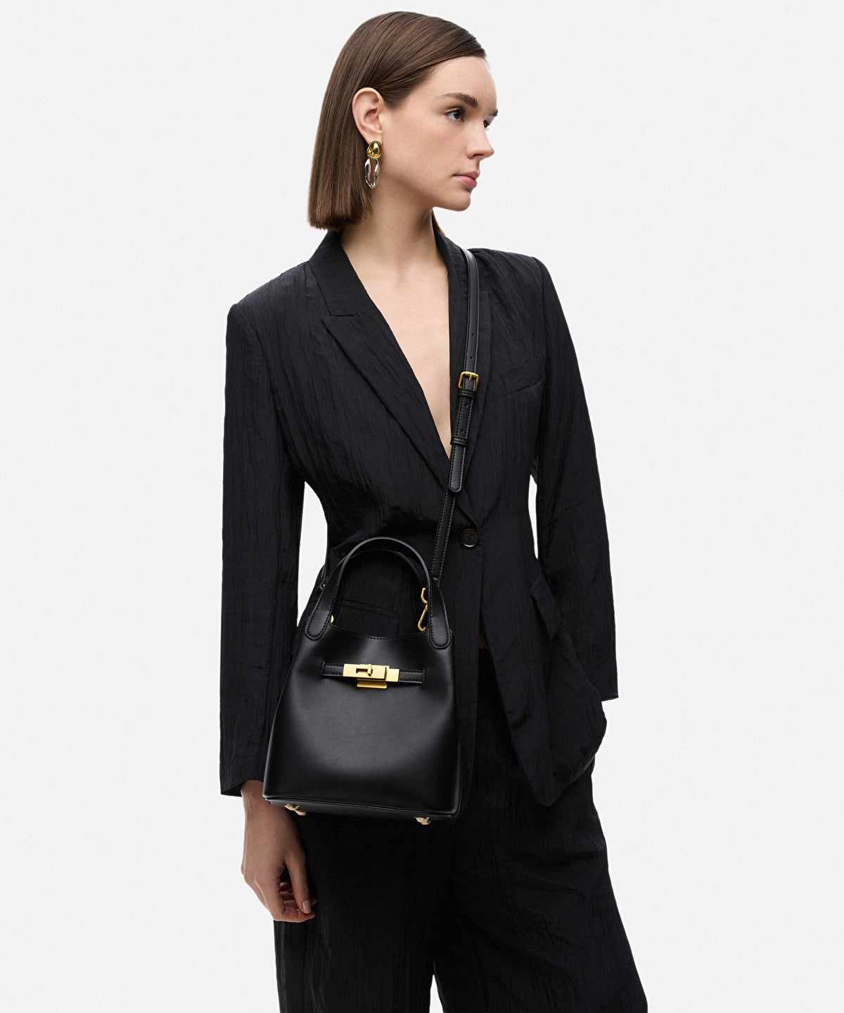 Zoomed Leather-Effect Bag