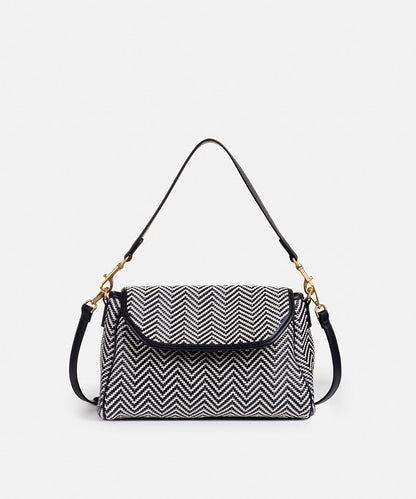 Woven Flap Shoulder Bag
