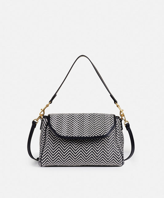 Woven Flap Shoulder Bag