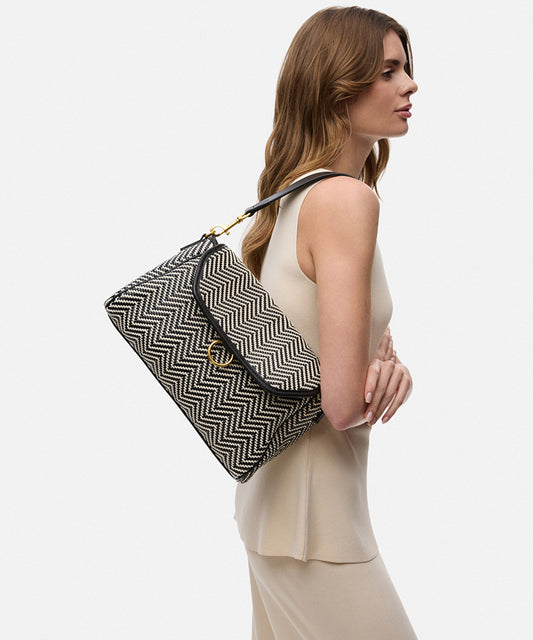 Woven Flap Shoulder Bag